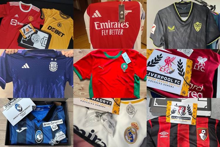 Przykładowe koszulki z Mystery Box Top 5 Lig Jersey Collection